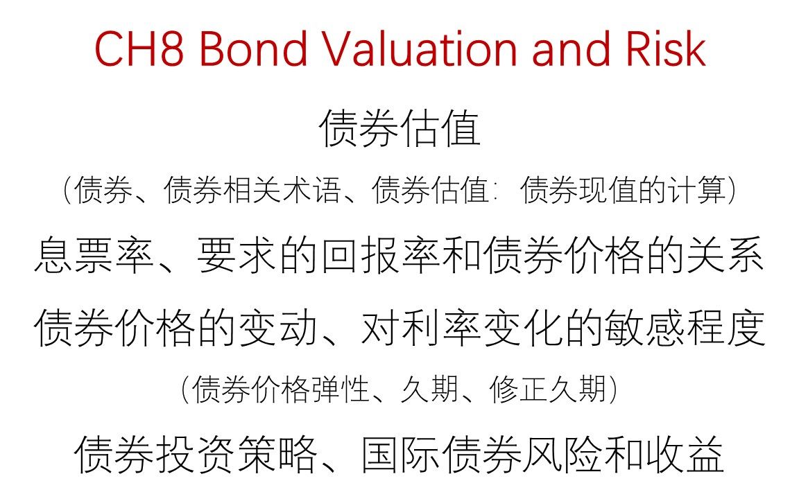 [图]《金融市场与机构》考前急救串讲|CH8 Bond Valuation and Risk债券估值与风险