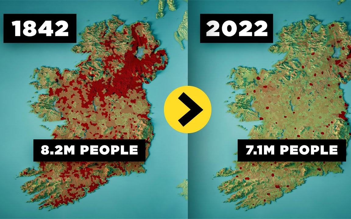 [图]为什么爱尔兰人口比两百年前还少？（双语字幕）@刺猬字幕组 Why Ireland Has Fewer People Than 200 Years Ago