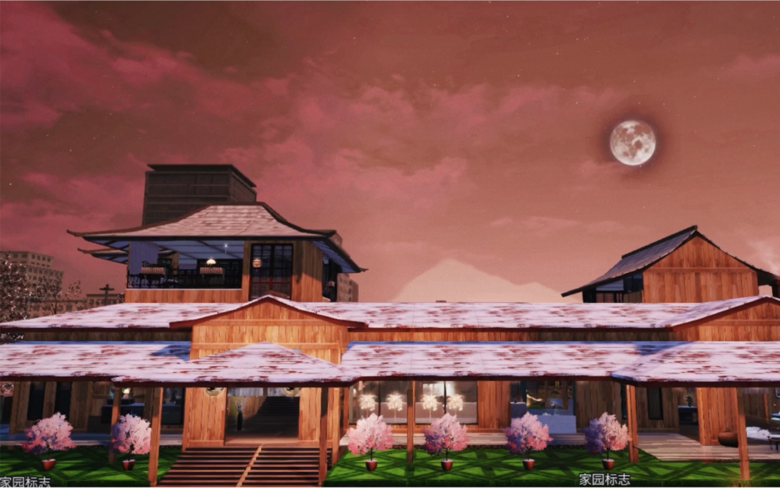 明日之后建筑|日奈久汤泉屋|双人日式和风建筑_哔哩哔哩_bilibili