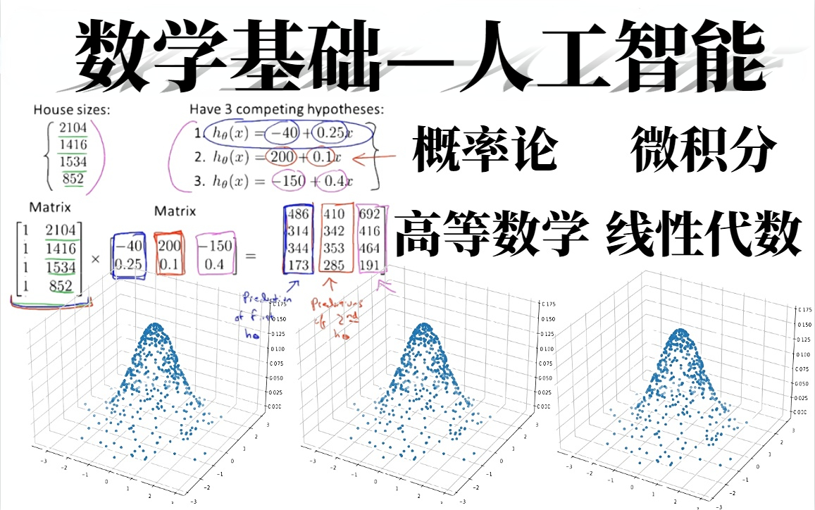 [图]【人工智能-数学基础】不愧是计算机教授，3小时就把导师三年没让我搞明白的机器学习-数学基础讲明白了！简直让我茅塞顿开！-人工智能/CNN/卷积神经网络实战