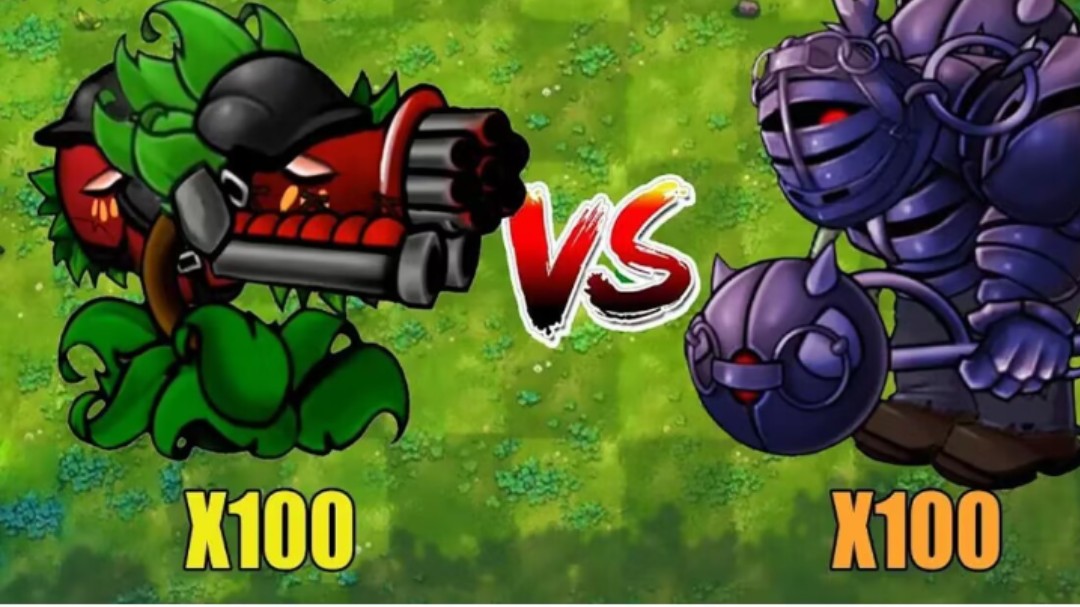 [图]PVZ 1 融合挑战！！1个融合植物 VS 100终极黑曜石巨人 - 谁会获胜？