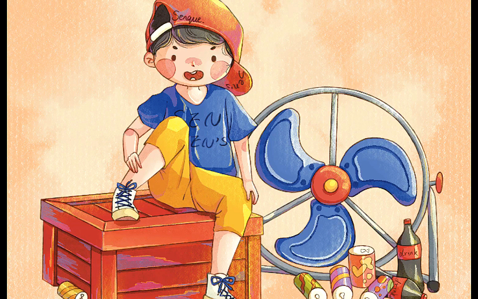 【插画分享】插画师的日常摸鱼,画一个淘气可爱小男孩_哔哩哔哩_bili