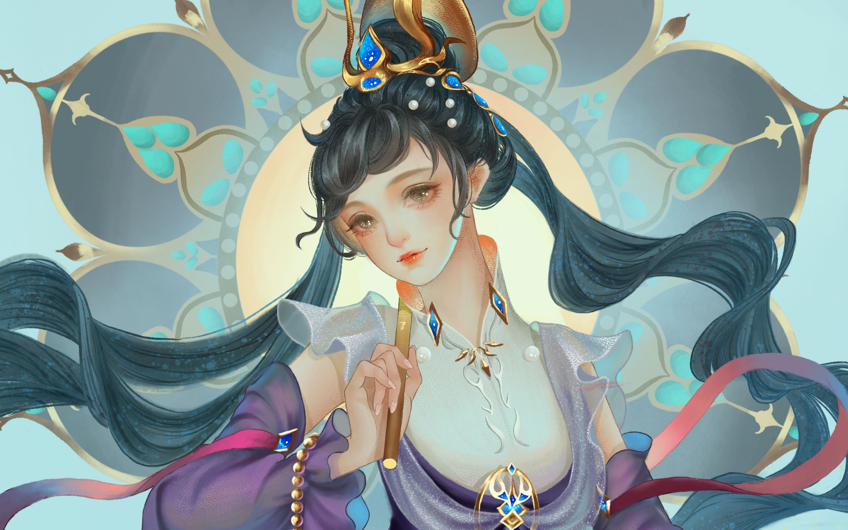 【板绘过程】剑三伞萝摸鱼