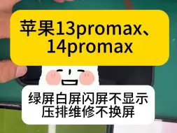 Download Video: 苹果13promax、14promax、13pro、14pro、15promax等绿屏白屏闪屏黑屏不显示，压排维修不换屏