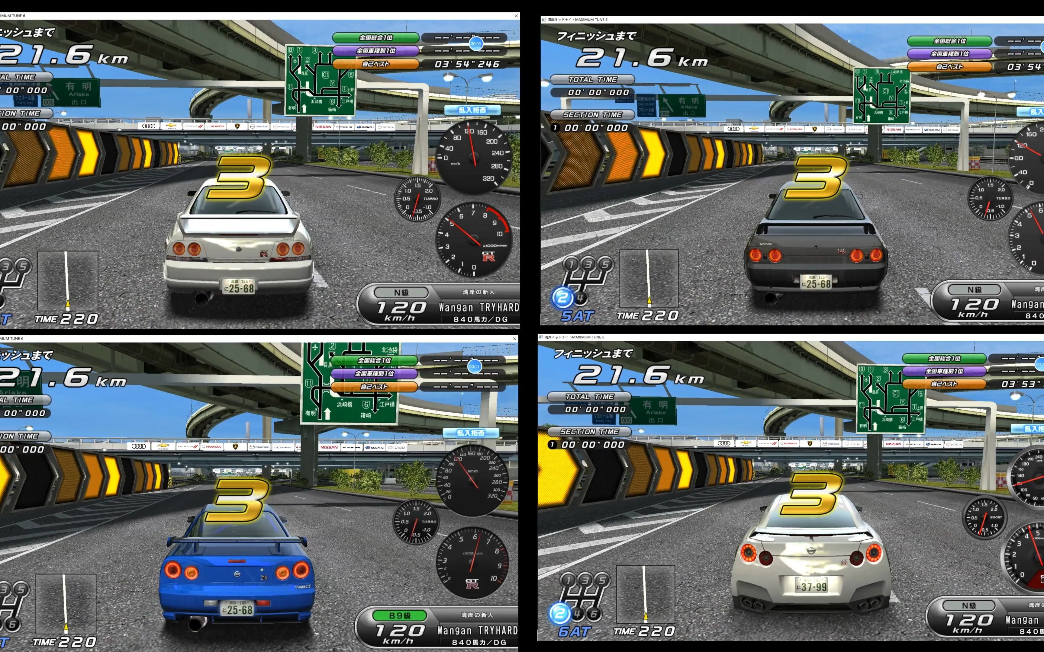 湾岸6pc ta挑战 gtr四战神内战 (r35 vs r34 vs r33 vs r32) 湾岸线