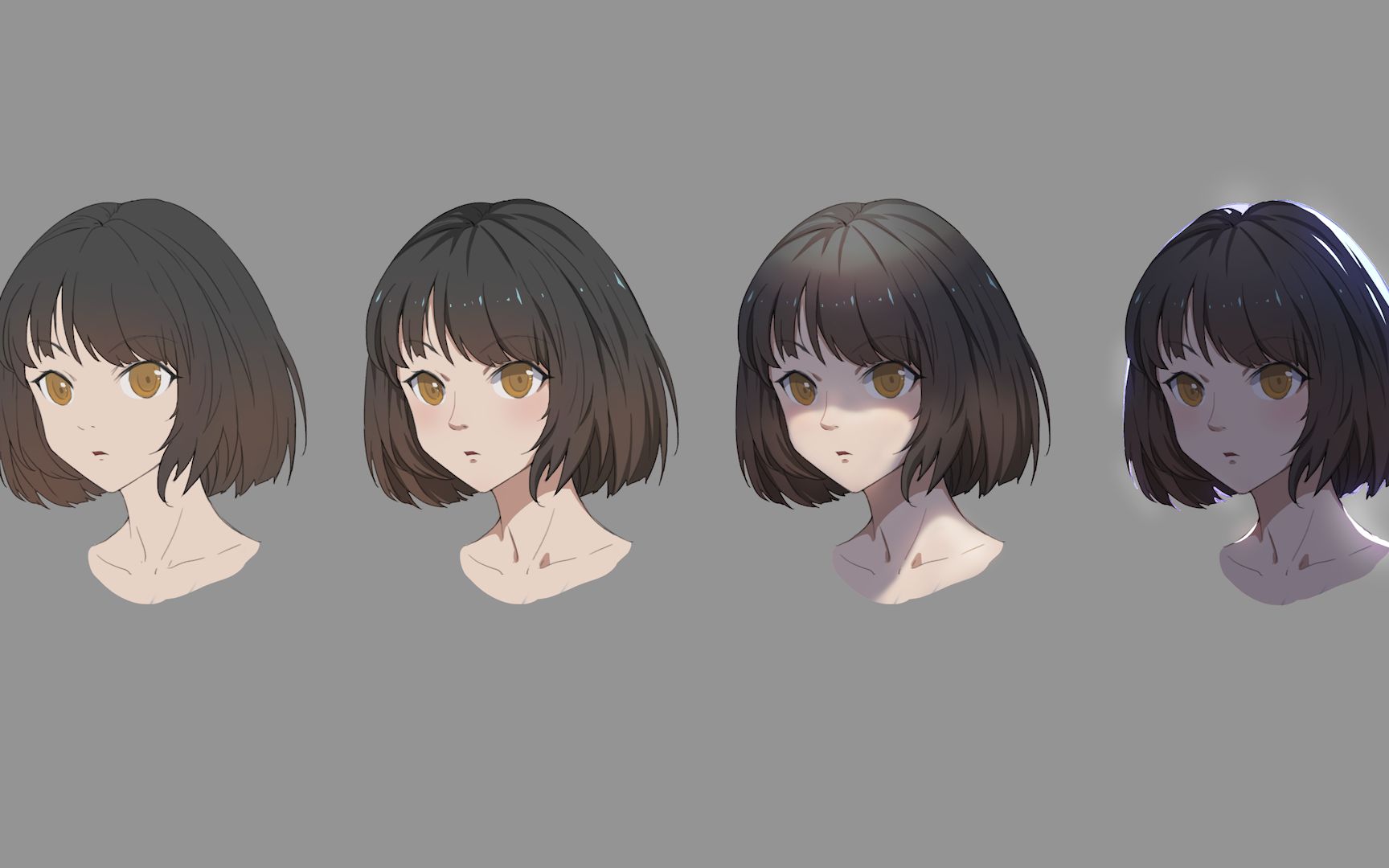 绘画过程头部不同光影的表现方法与头发的画法