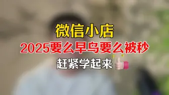 【微信小店】2025要么早鸟要么被秒，微信小店给普通的机会来了！2025微信小店学习教程！