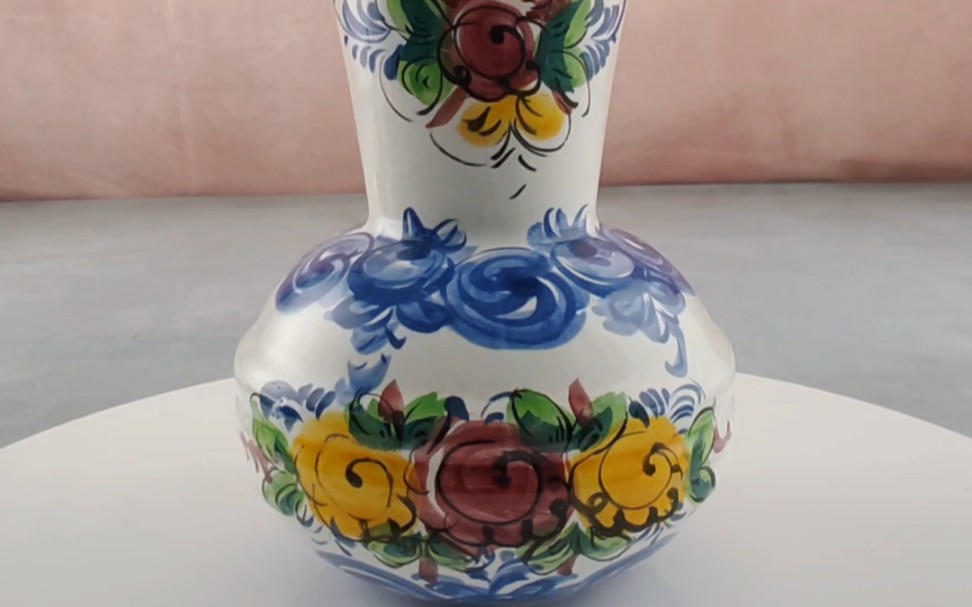 葡萄牙手工制作手绘陶瓷花瓶中古花器装饰摆件