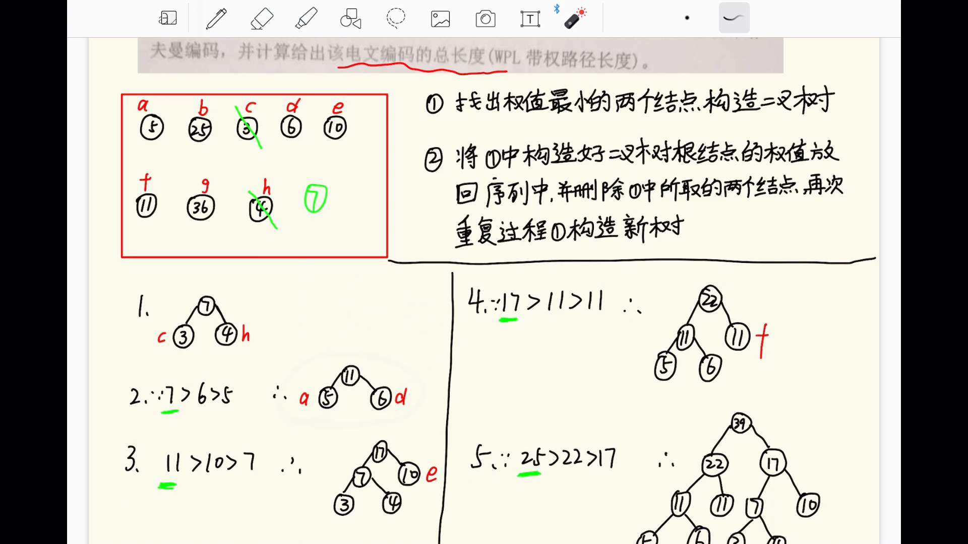 之前哈夫曼编码里哈夫曼树构造的一个过程讲解哔哩哔哩bilibili