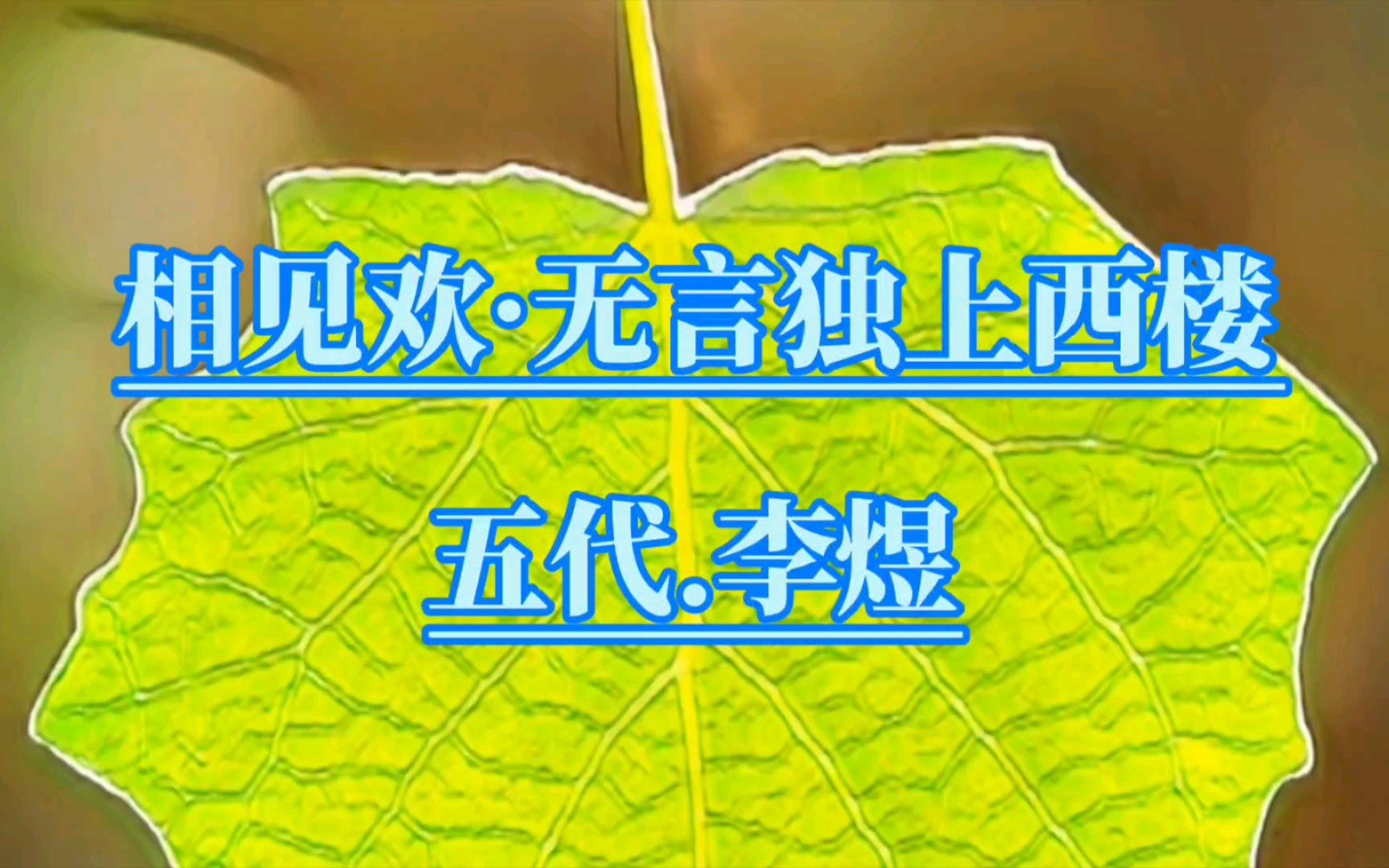 经典诗词诵读,一分钟带你读懂五代李煜的相见欢ⷦ— 言独上西楼哔哩哔哩bilibili