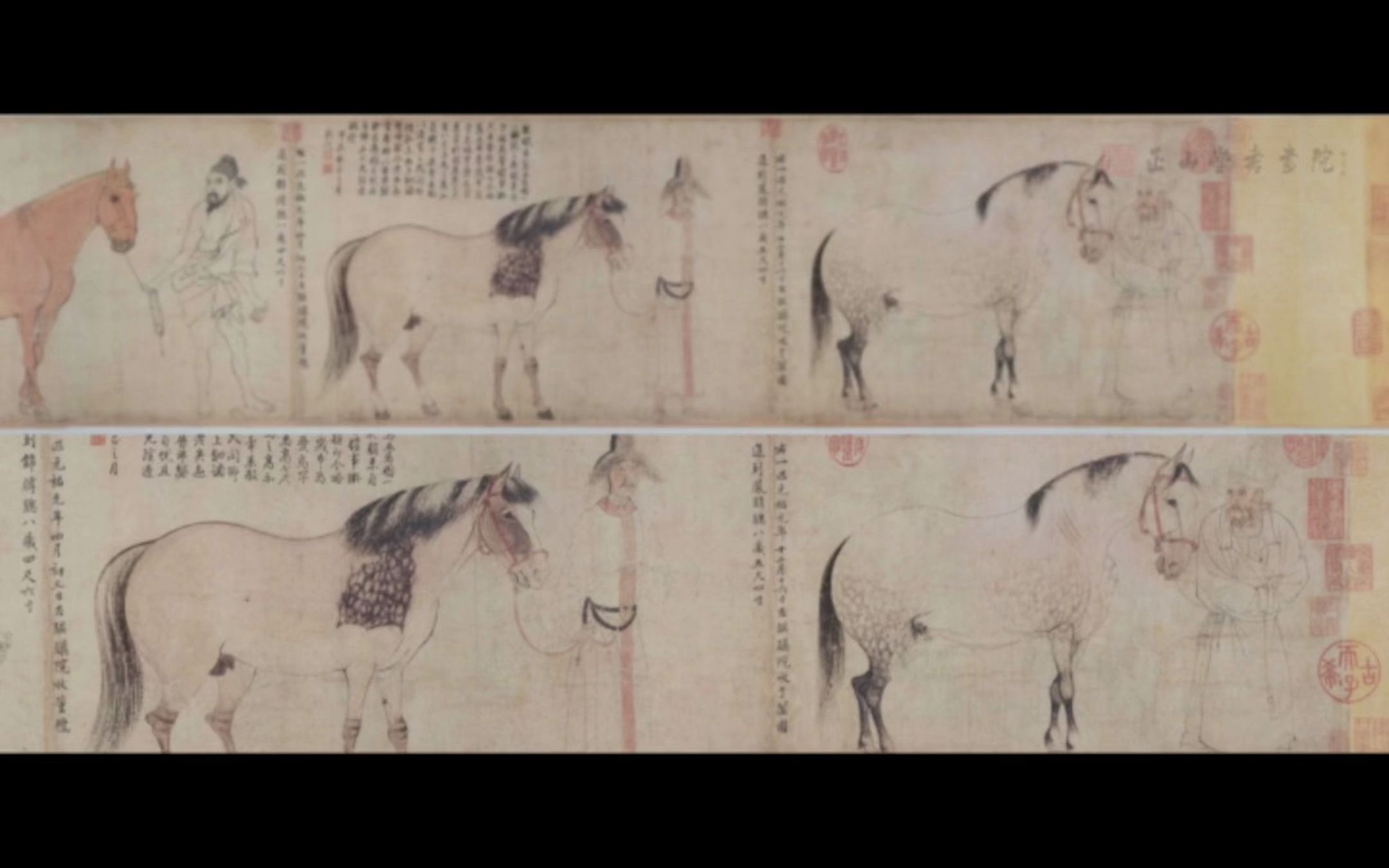 【国画】“天下第一白描”——北宋画马奇才李公麟《五马图》哔哩哔哩bilibili