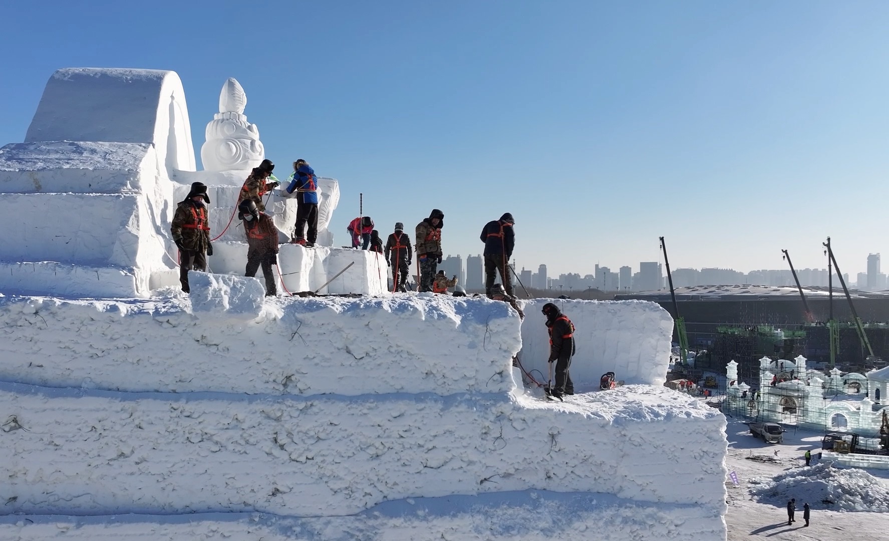 记一座雪雕的雕刻过程哔哩哔哩bilibili