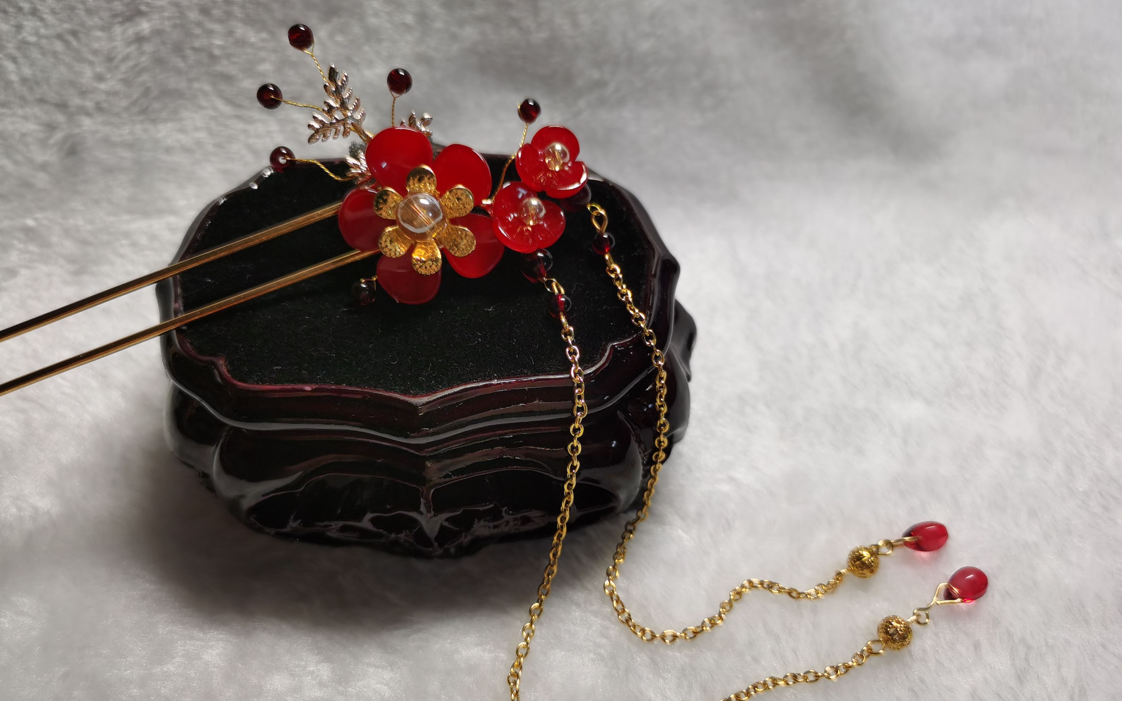 【发簪diy】汉服头饰古风发饰梅花流苏金步摇_哔哩哔哩_bilibili