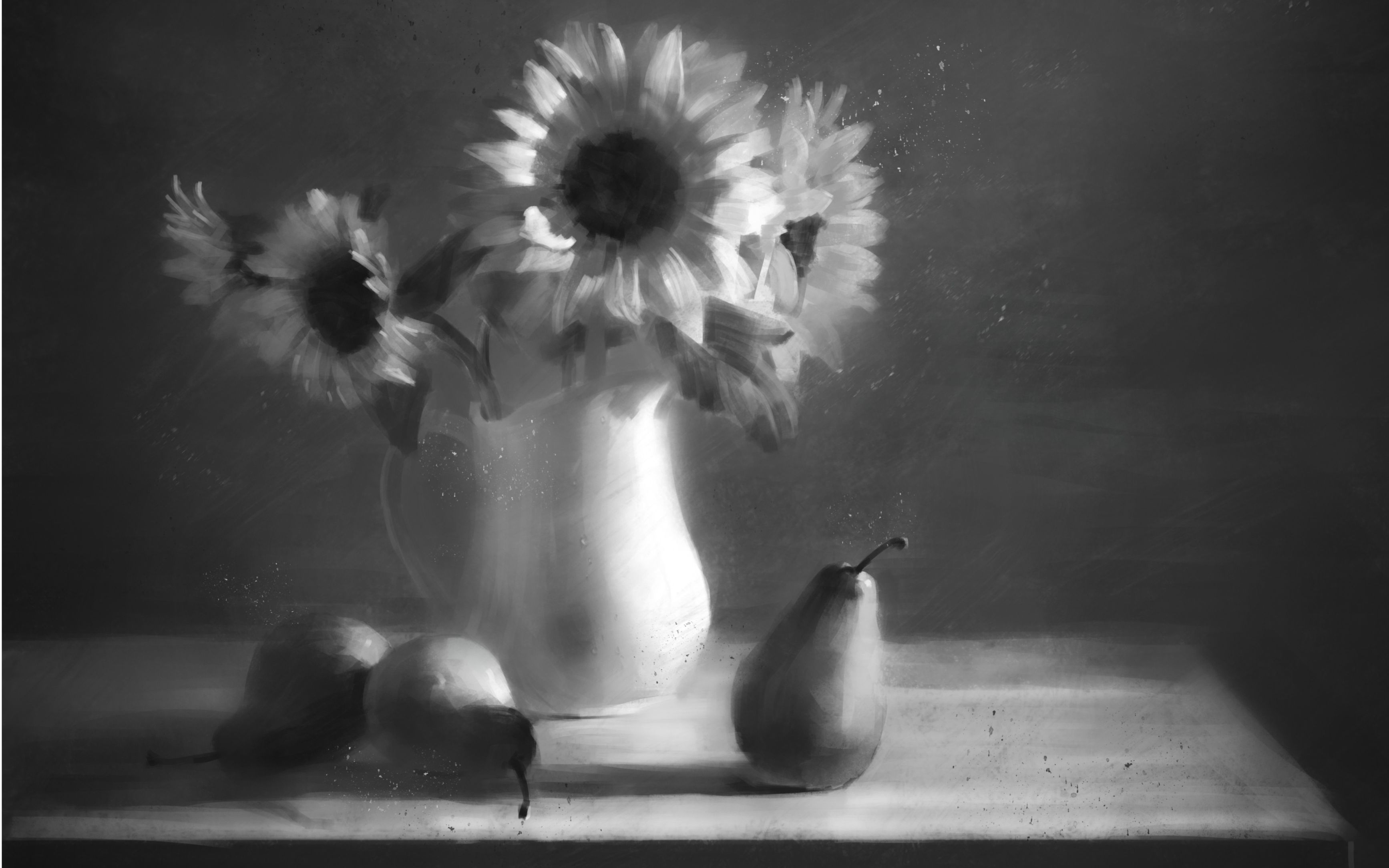 素描静物向日葵板绘素描