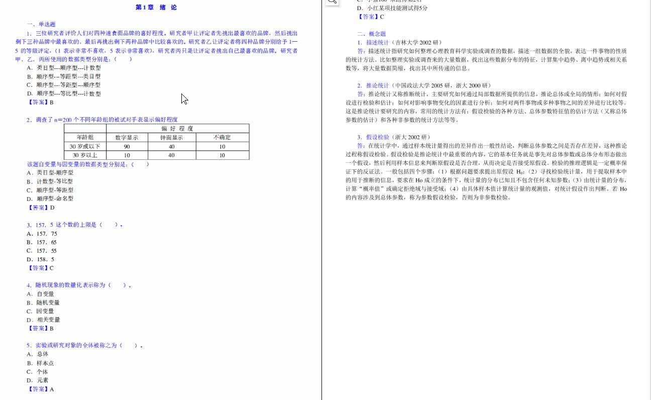 [图]张厚粲《现代心理与教育统计学》考研核心题库