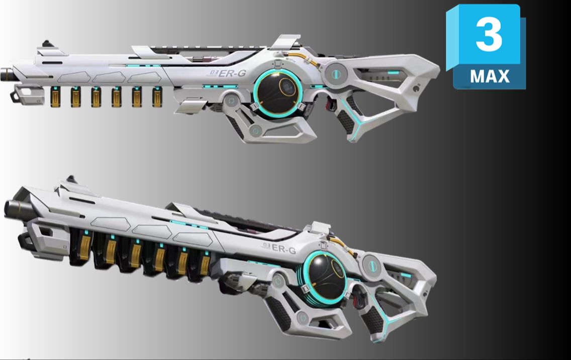 3dmax基础建模,狙击枪全流程建模,次世代游戏科幻枪械教学