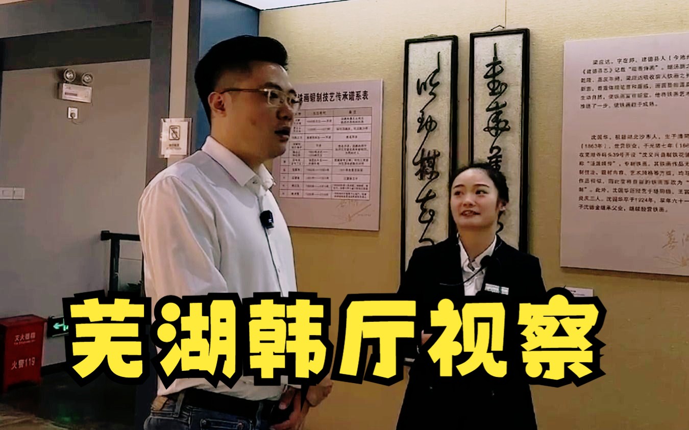 芜湖韩厅大司马视察安徽当地文化铁矿铁艺术,对着女解说员直言:我能摸