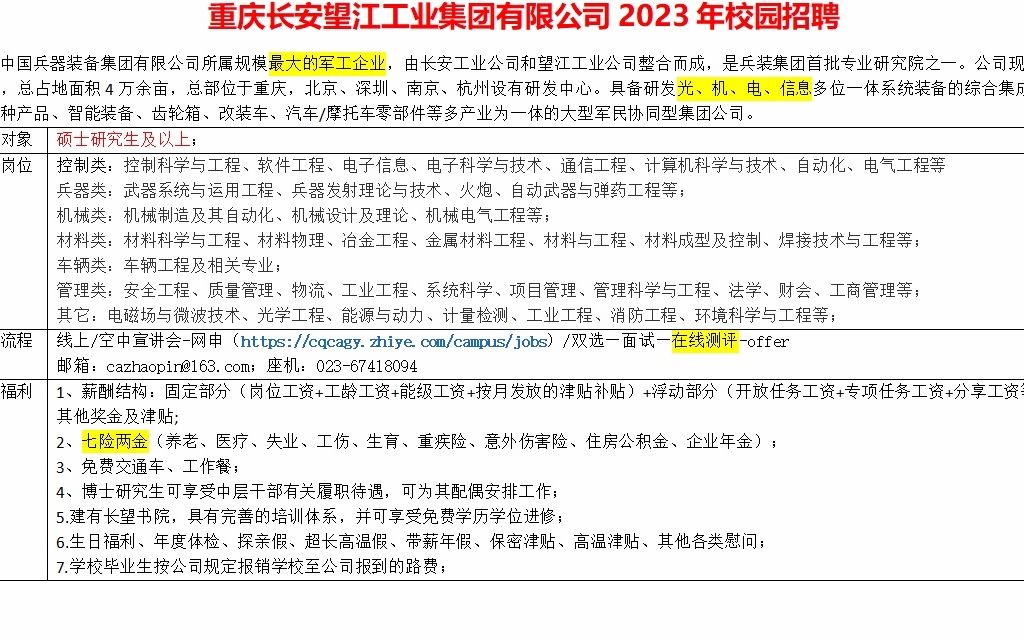 七险两金,报销报到费,重庆长安望江工业集团23届校园招聘哔哩哔哩bilibili