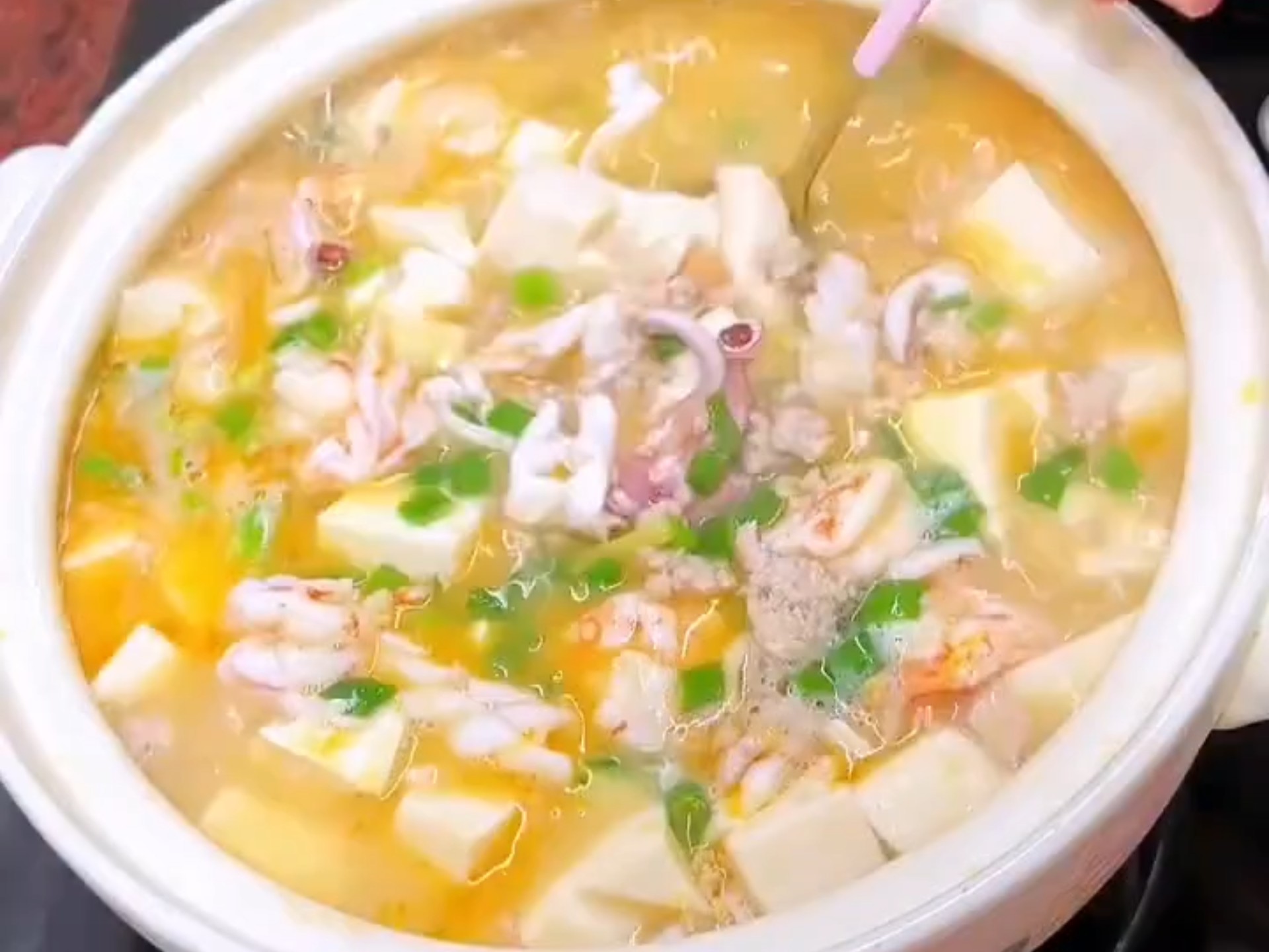 金沙海鲜豆腐煲,真的巨好吃!