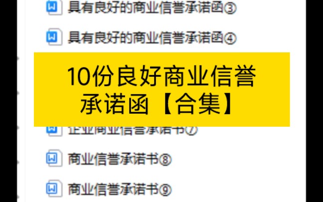 10份具有良好商业信誉承诺函【合集】Word可编辑,小编安利一套哔哩哔哩bilibili