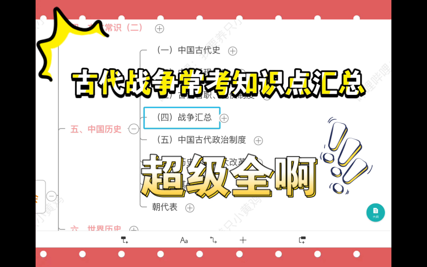 【思维脑图小黄鸡】超全古代战争知识点+知识点干货+真题知识点+考过必背+直接给你了爱要不要哔哩哔哩bilibili