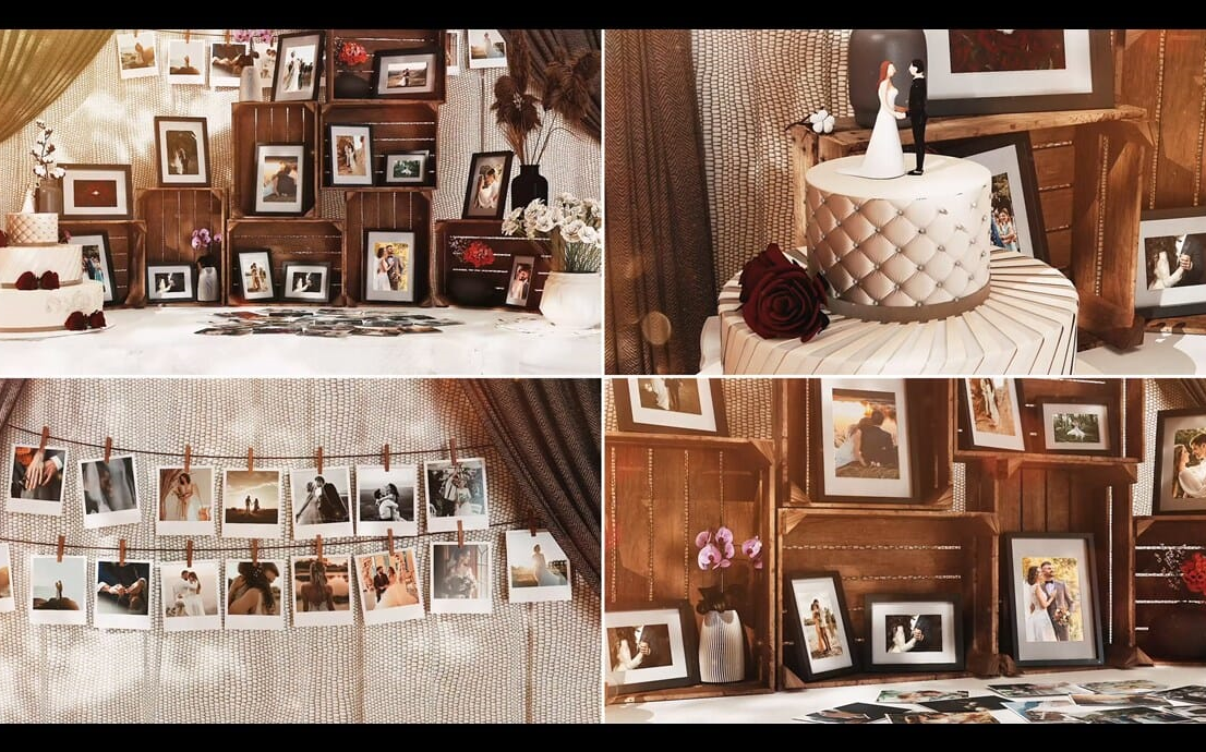 ae模板-婚礼婚庆周年纪念照相馆陈列木纹边框照片特效的幻灯片视频