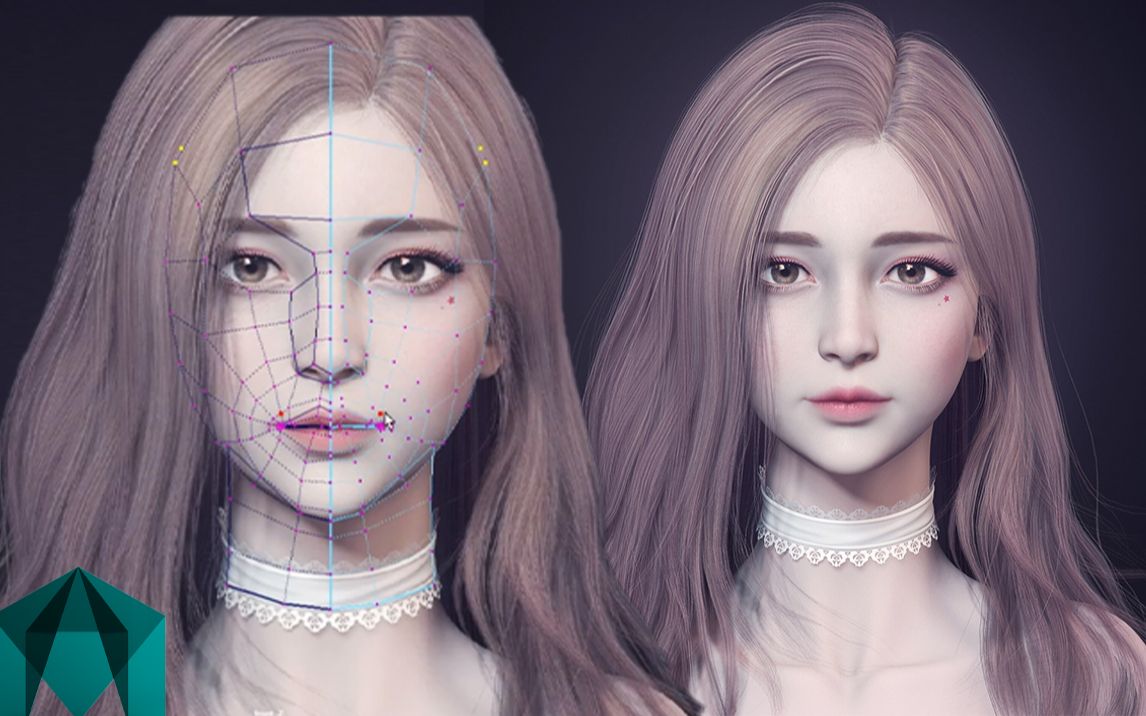 maya人物建模-国风女性美女模型制作,人头布线建模思路讲解,maya人物