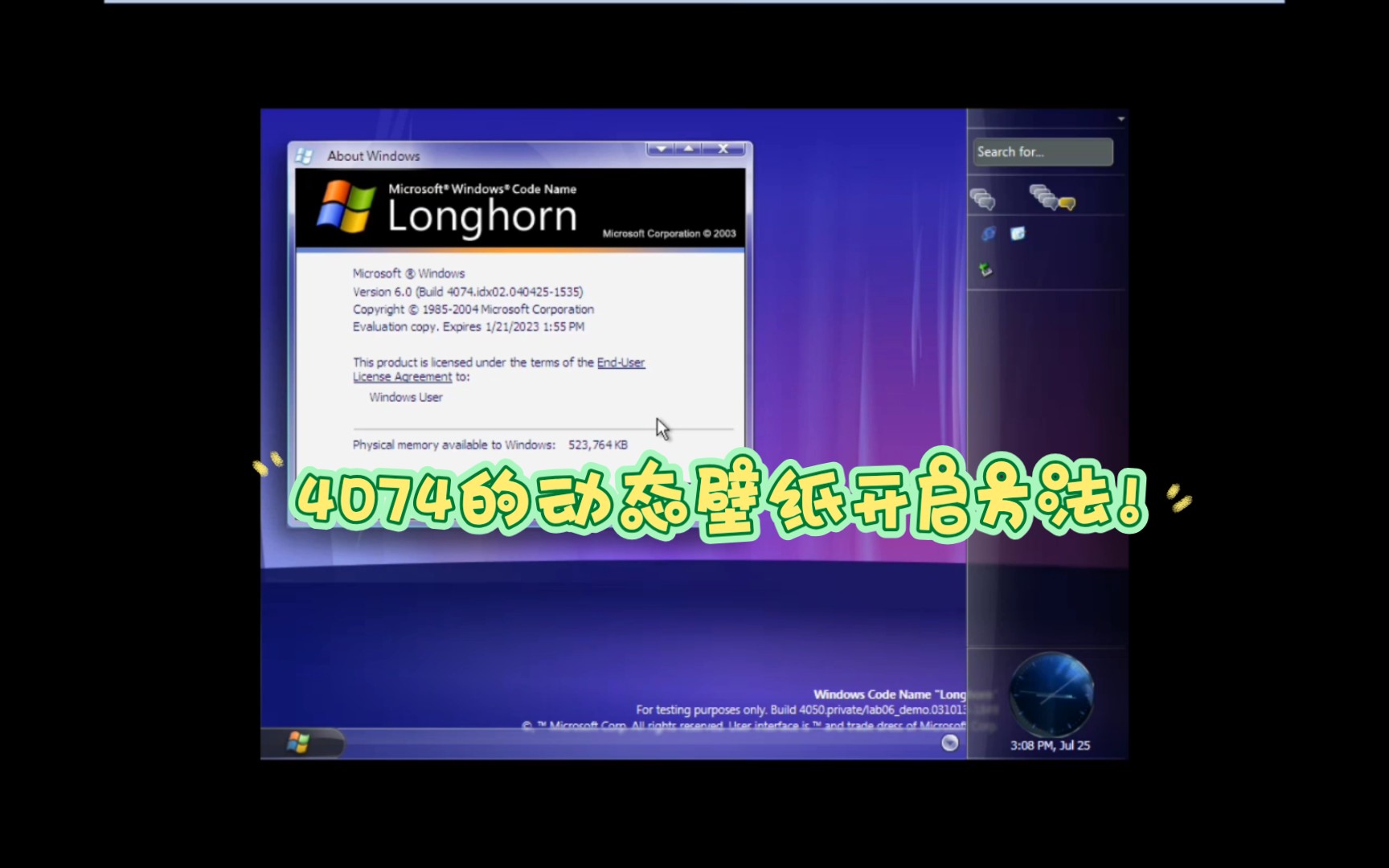 [BETA探究][Windows Longhorn4074]什么,Windows Longhorn4074拥有极光动态壁纸!?哔哩哔哩bilibili