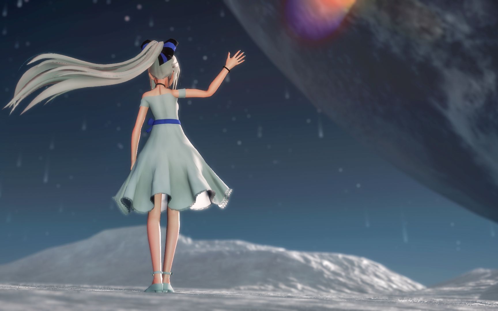 弱音mmd头发飘起来了裙子呢砂の惑星