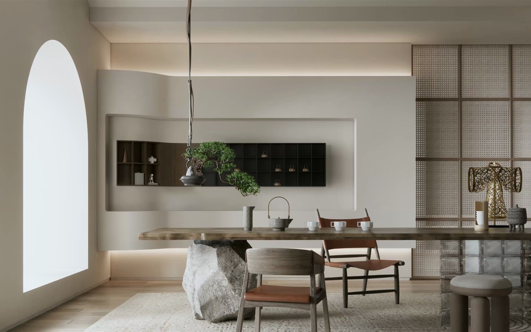 侘寂风格茶室渲染视频(模型分享)