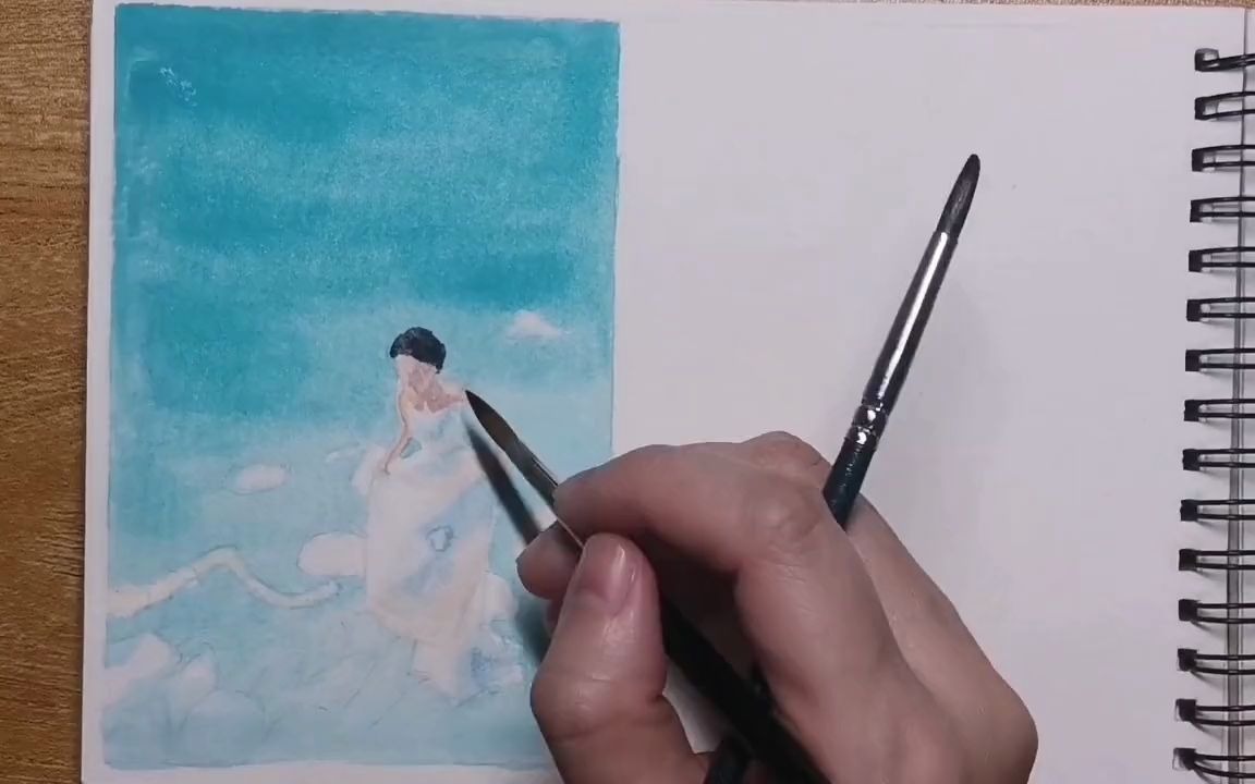 水粉海景婚纱插画哔哩哔哩bilibili