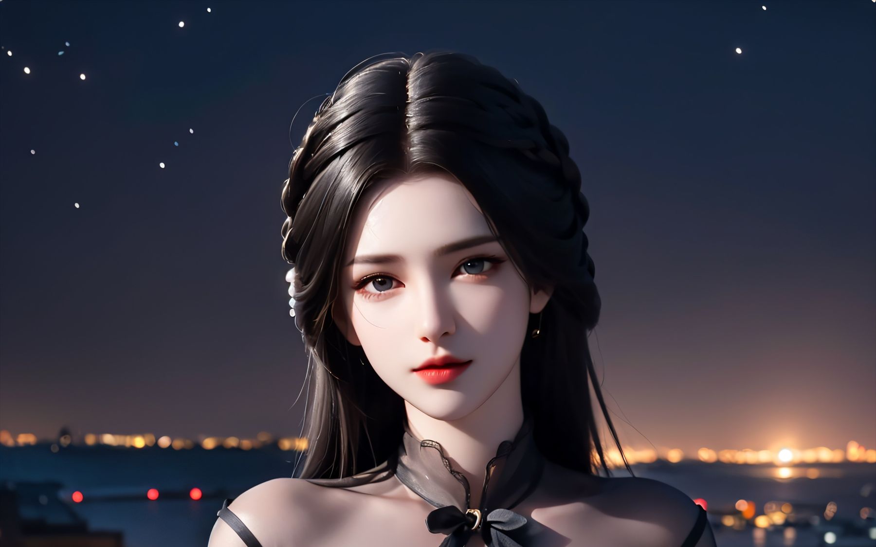 ai星辰变姜立连体黑丝睡衣性感