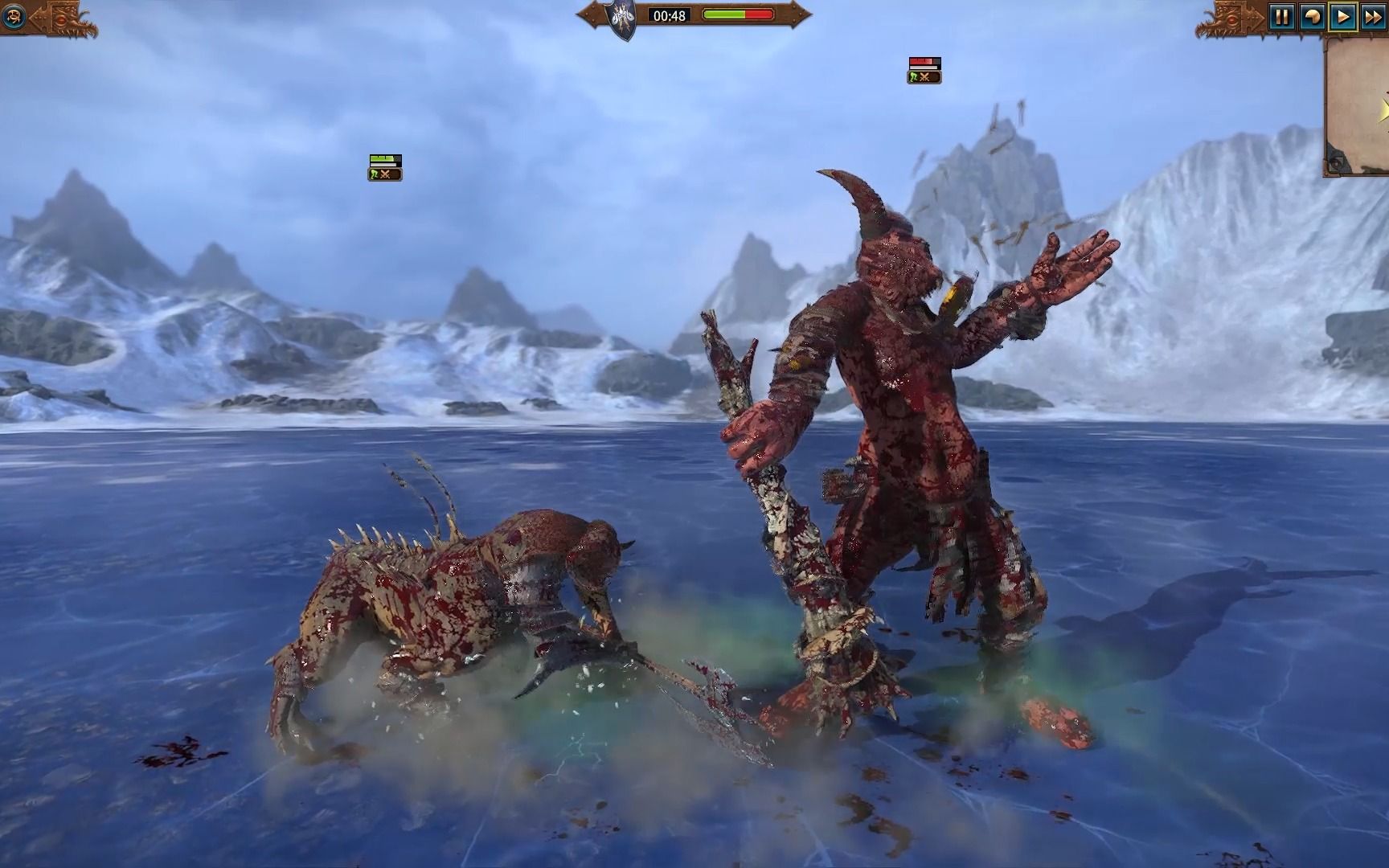 【战锤3全面战争】混沌勇士上古龙魔对阵野兽人巨人,利斧对大棒!