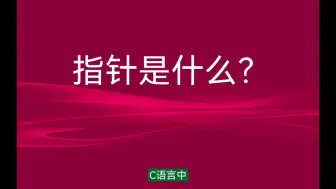 Download Video: 指针是什么？