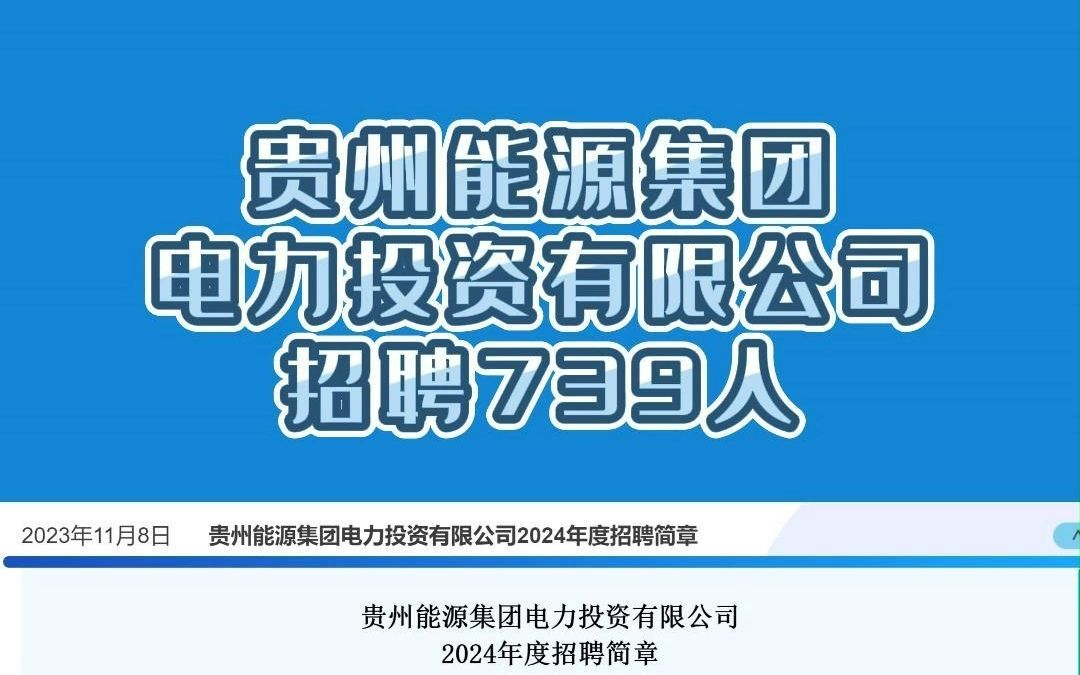 貴州能源集團電力投資有限公司招聘739人!