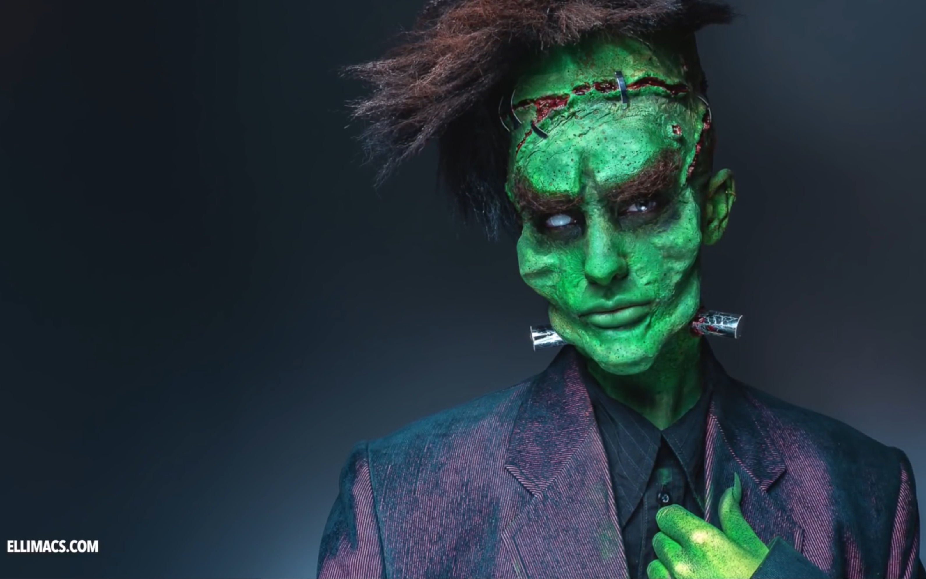 ellimacssfxmakeup科学怪人万圣节妆容教程