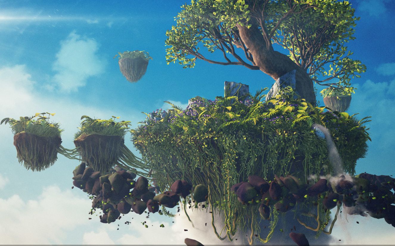 【houdini】漂浮岛场景特效制作视频教程 rohan dalvi floating