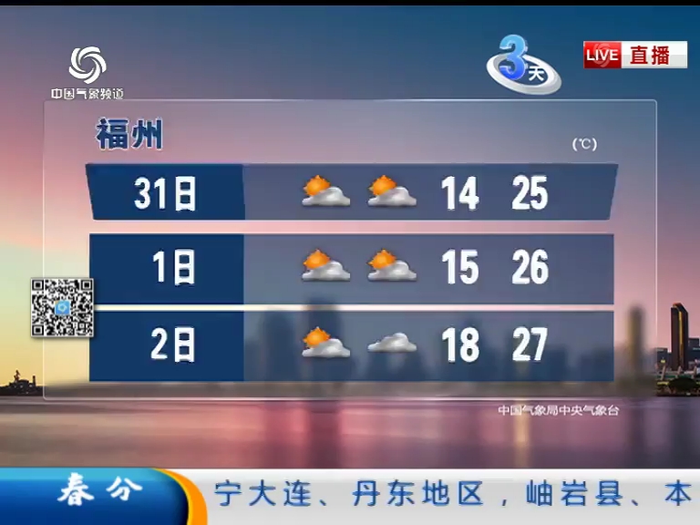 【广播电视】中国气象频道天气直播间18时 20180331