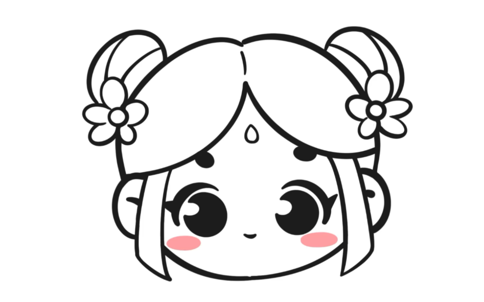 活动作品简笔画圆圆可爱的国风小女孩