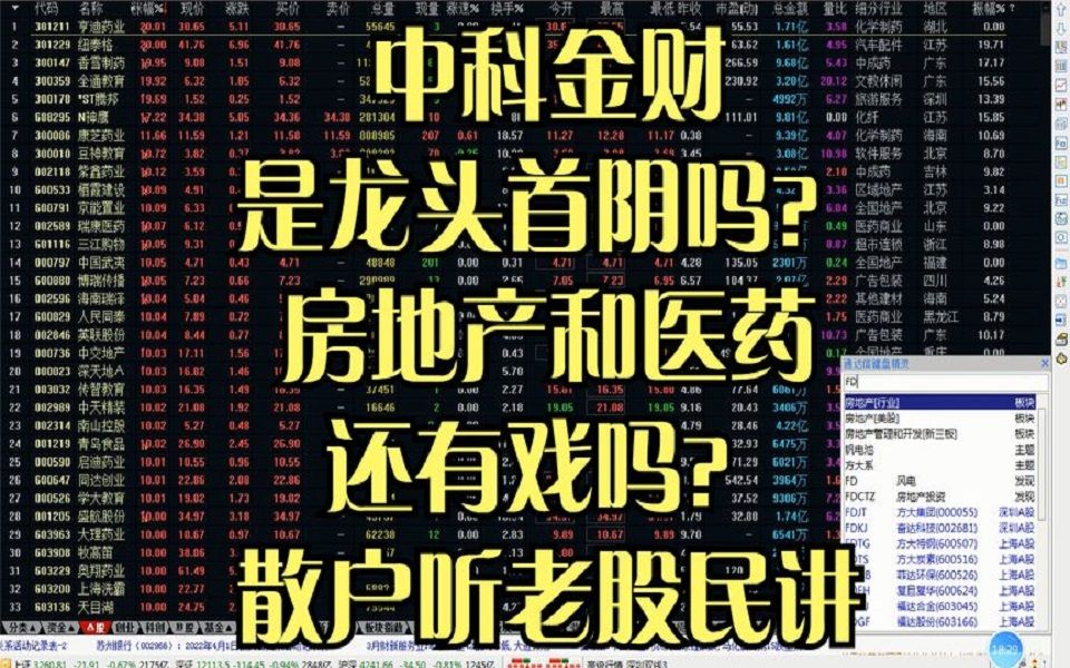 中科金财是龙头首阴吗房地产和医药还有戏吗散户听老股民讲