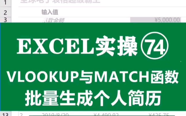 黄金组合查找函数VLOOKUP和MATCH查阅个人简历卡片哔哩哔哩bilibili