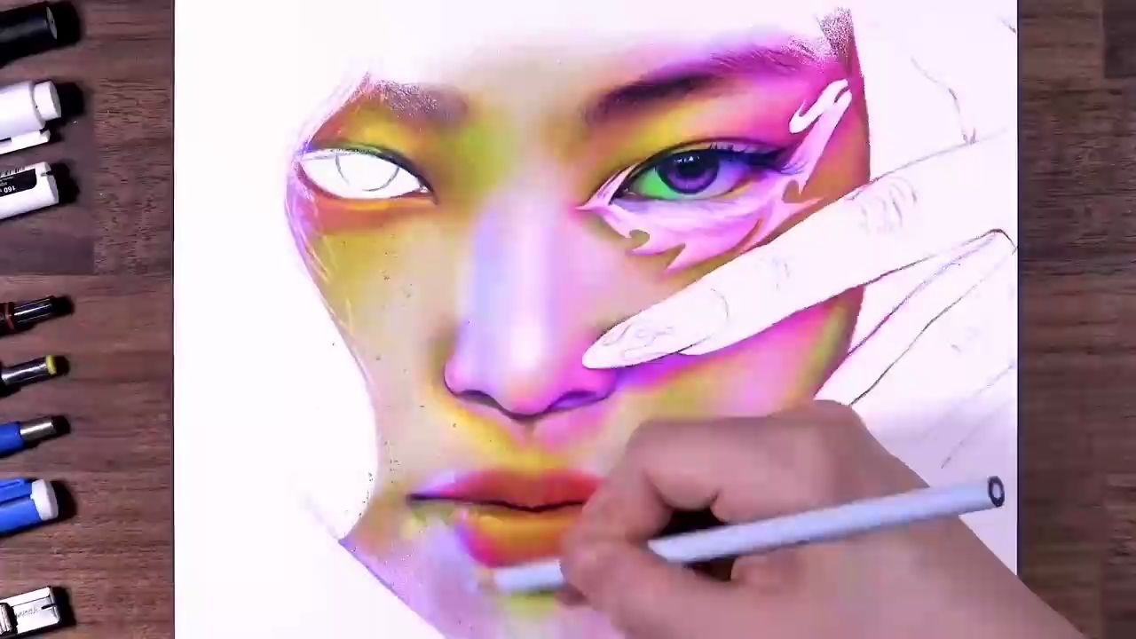 drawholic大佬打印式彩铅手绘jennie过程_哔哩哔哩 (゜-゜)つロ 干杯