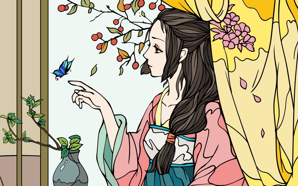 【数字涂色】/惊鸿一面/古风女子群像