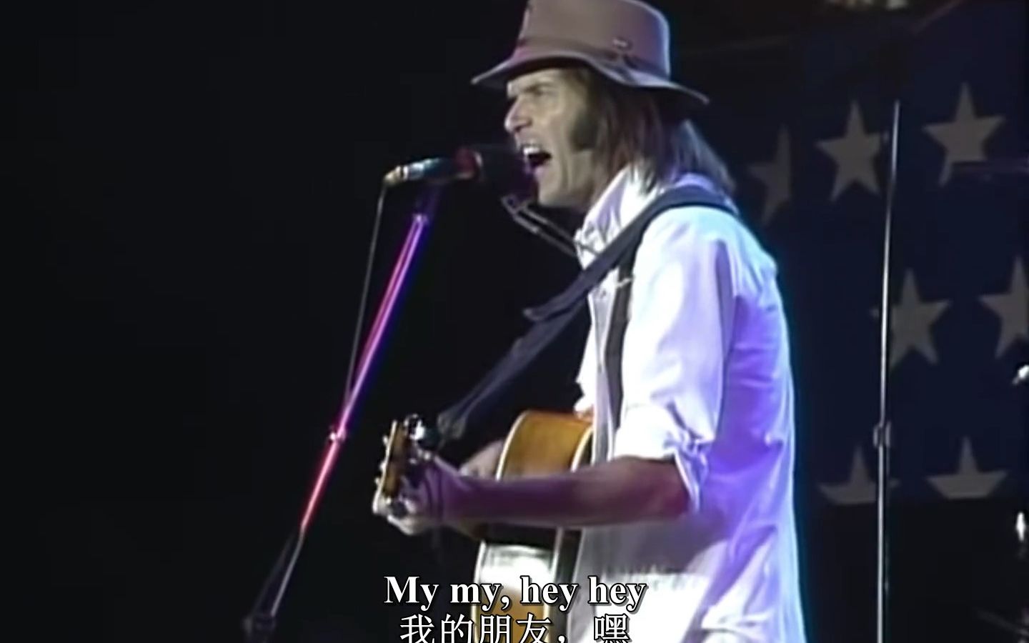 [图]Neil Young - Hey Hey, My My (Farm Aid 1985) 中英字幕