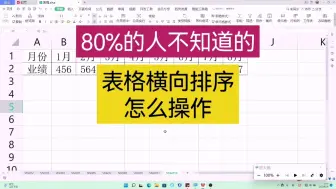 Download Video: 80%的人不知道的WPS表格横向排序怎么操作 Excel表格