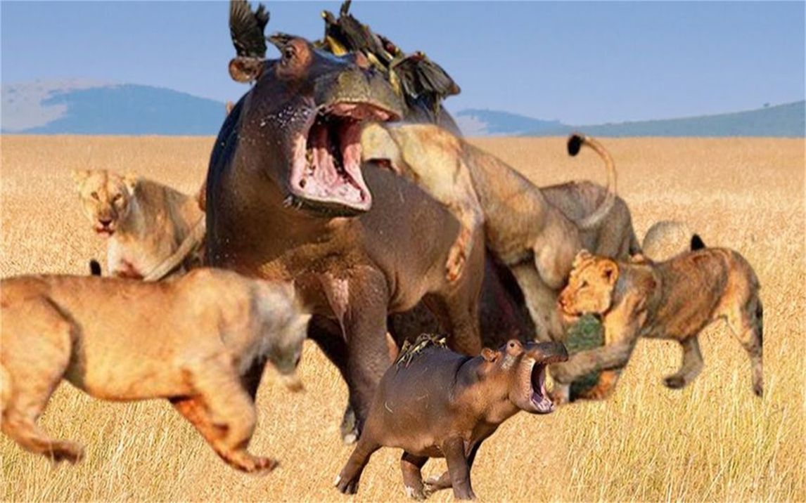 活动作品狂野的非洲大草原野生动物抢夺食物的残酷场面