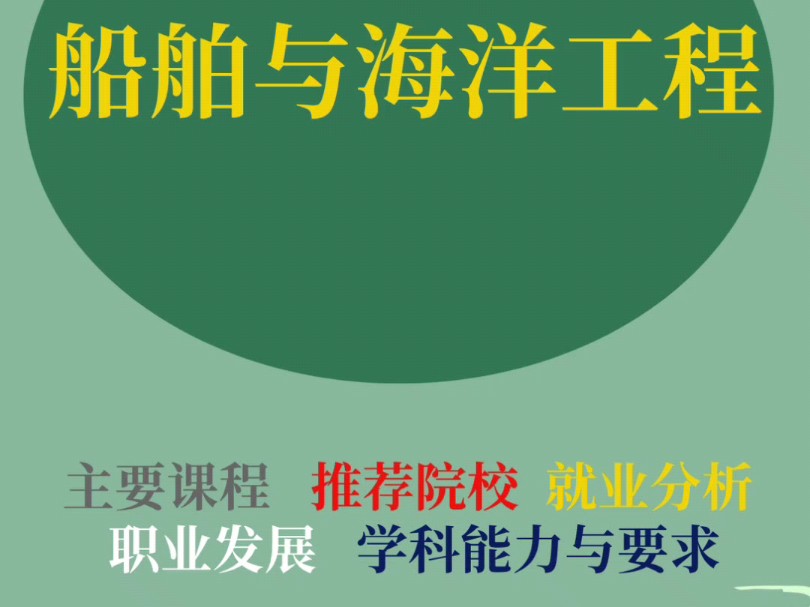 大学专业解读之船舶与海洋工程:主要课程、推荐院校、职业发展、就业分析、学科与能力要求等#高考志愿填报 #选专业和选学校 #如何选择适合自己的专业...