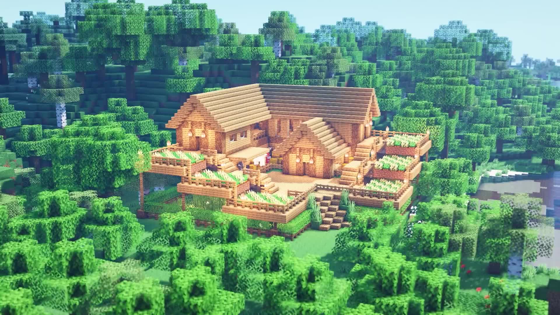Minecraft -温馨的木质别墅!建筑教程_哔哩哔哩_bilibili