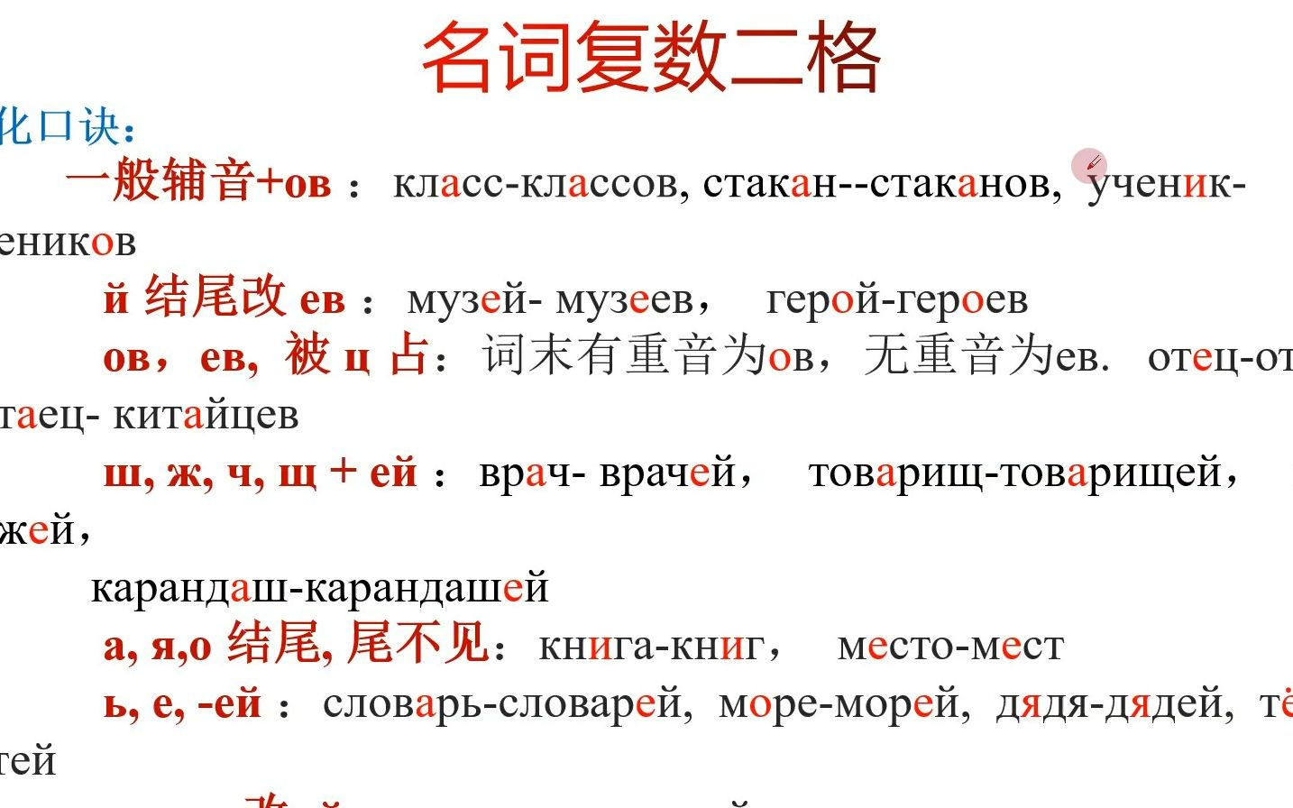 俄语名词复数二格变化规则哔哩哔哩bilibili