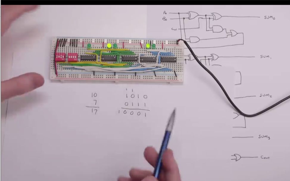 [图]4位加法器的原理及制作（中英字幕）